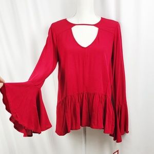 NWT Mossimo Red Bell Sleeve Top